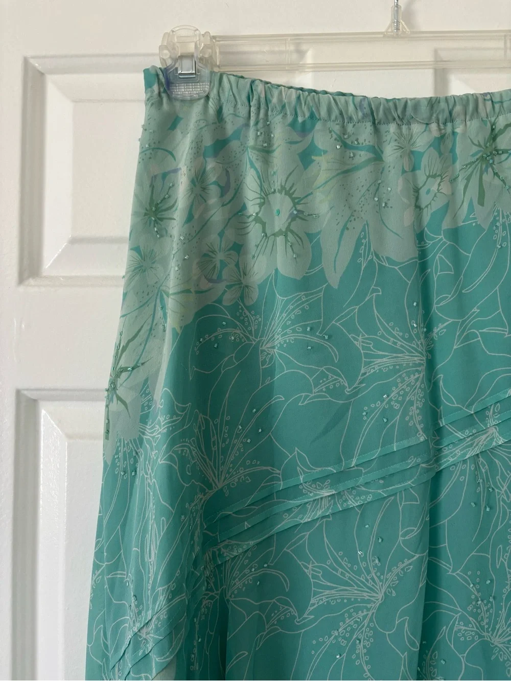 Vintage Adrianna Papell 100% Silk Floral Handkerchief Hem Skirt - Size 14